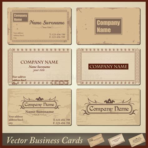 Vector Old-style Retro Vintage Business Cards Stock Photos - Image ...