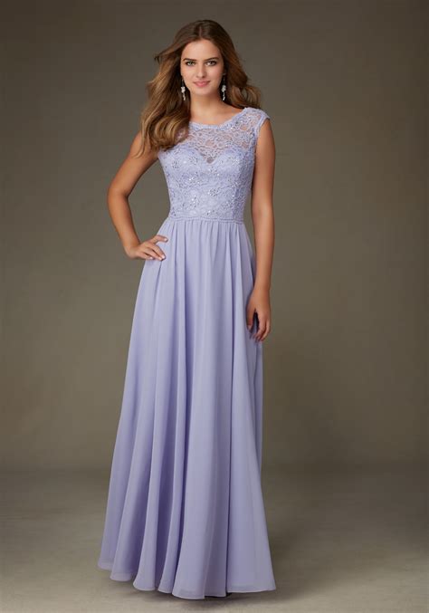 Chiffon Bridesmaid Dress with Beaded Lace Bodice | Style 125 | Morilee