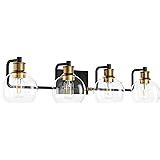 Tipace Industrial Bathroom Vanity Lighting Fixtures 4-Lights Vintage Black Finish with Globe ...