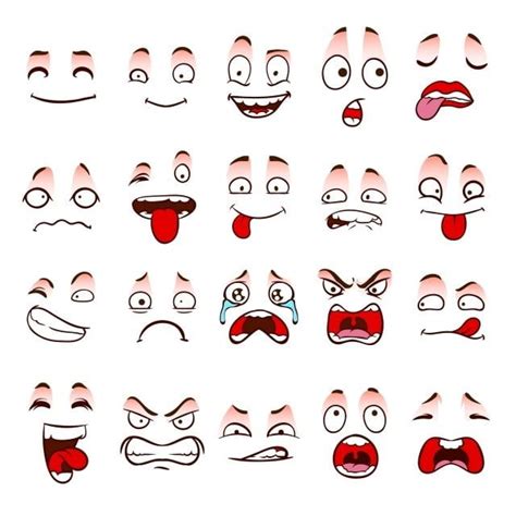 Character Face Expressions Vector Art PNG, Expressive Funny Face ...