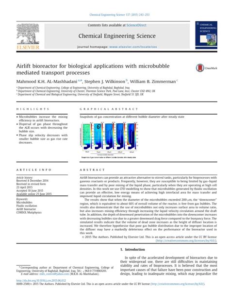 Airlift Bioreactor For Biological Applications | PDF | Gases | Chemical ...