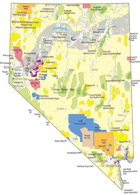 Nevada State Map - Places and Landmarks - GIS Geography