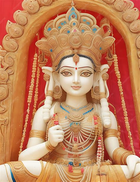 Premium AI Image | Goddess Durga idol at decorated Durga Puja pandal