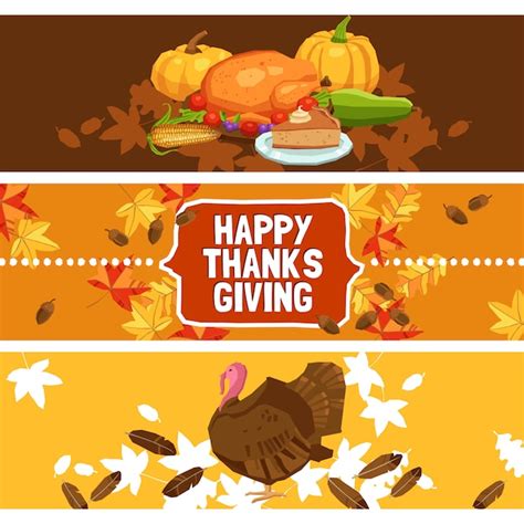 Thanksgiving day banner set | Gratis Vector