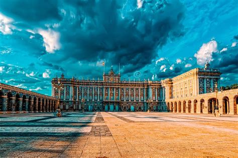 Royal Palace in Madrid Palacio Real De Madrid and Armory Squar Stock Image - Image of landscape ...