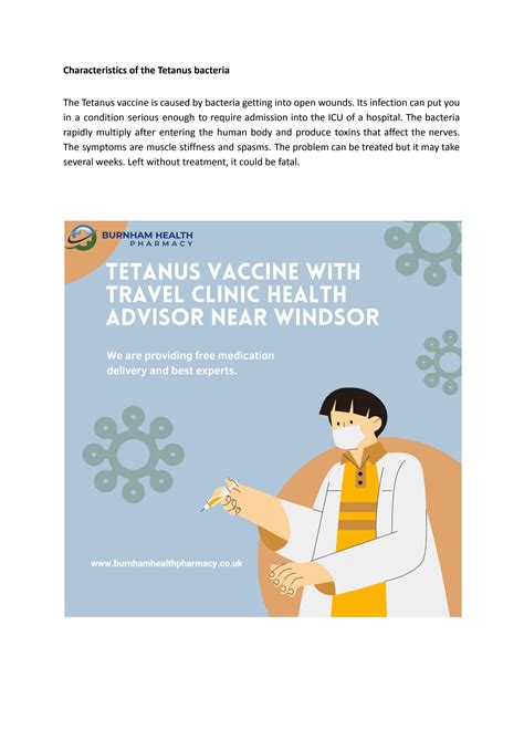 Tetanus Vaccine With Travel Clinic Health Advisor Near Windsor by Burnham Health Pharmacy - Issuu