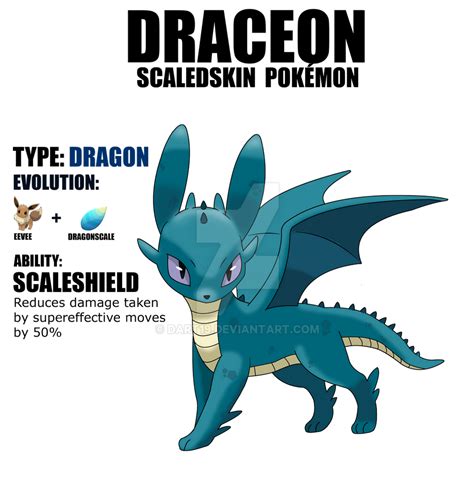 DRACEON Eevee Evolution Dragon Type by DArt19 on DeviantArt | Eevee, Eevee evolutions, Pokemon ...