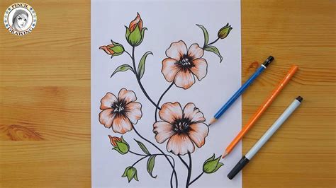 How To Draw a Flower step by step | تعليم الرسم | رسم خطوة بخطوة | رسم الزهور بطريقة سهلة ...