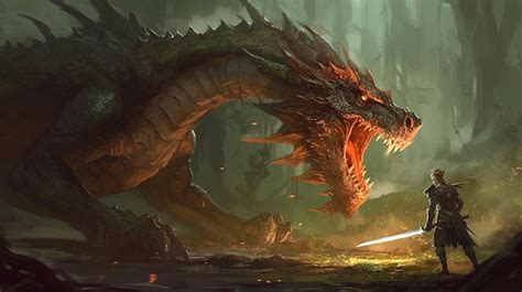 Premium AI Image | Knight fighting a dragon Fantasy concept ...