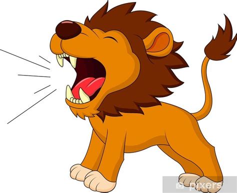 Wall Mural Lion cartoon roaring - PIXERS.US