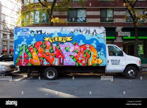 graffiti on a truck, Manhattan, New York, United States of America ...