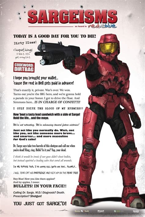 RvB Sarge poster | Red vs blue, Blue quotes, Halo funny