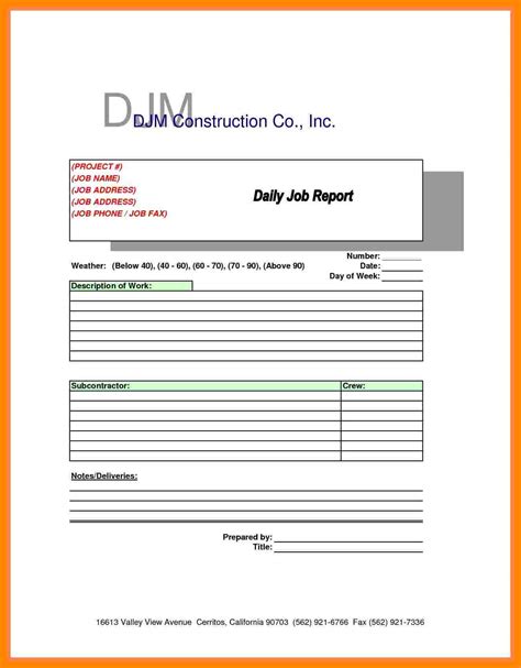 045 Daily Project Report Format Machine Breakdown Template Intended For ...