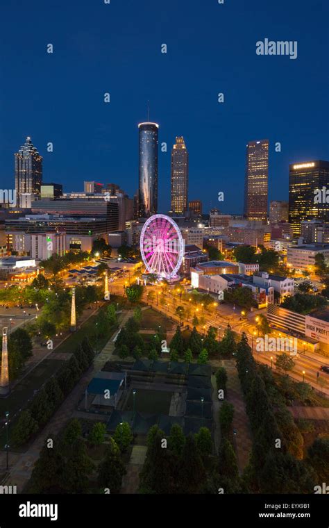 SKYVIEW FERRIS WHEEL CENTENNIAL OLYMPIC PARK DOWNTOWN SKYLINE ATLANTA ...