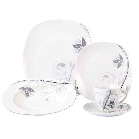 Lorren Home Trends | Porcelain Dinnerware Set, Square Dinnerware