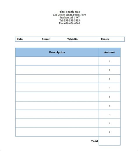 Free Blank Invoice Template for Excel