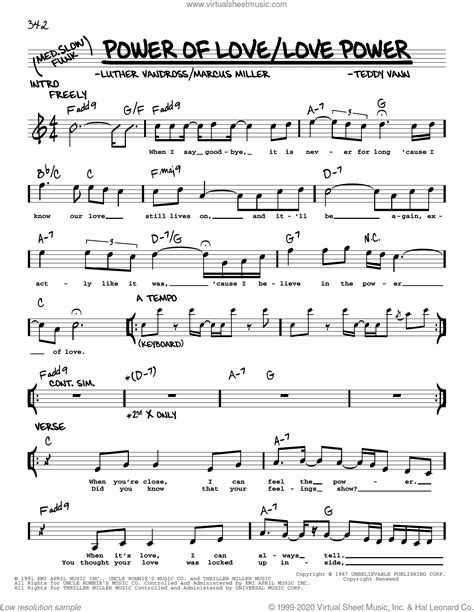 Power Of Love/Love Power sheet music (real book - melody and chords) (real book)