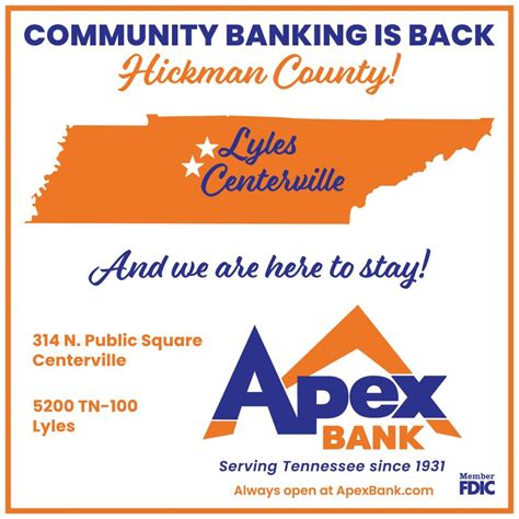 Apex Bank on LinkedIn: #grandopening #centervilletn #lylestn # ...