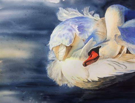 Swan Fidelity - white swan painting - swan lake - swan watercolor by ...