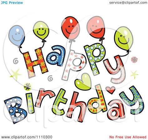 Clipart Colorful Sketched Happy Birthday Text 2 - Royalty Free Vector Illustration by Prawny ...