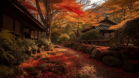 Japan In Autumn The View From Kyoto Background, Autumn Leaves In ...