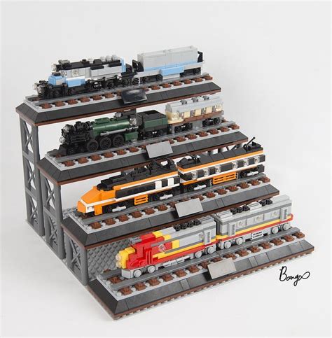 three lego trains are stacked on top of each other in the shape of a ...