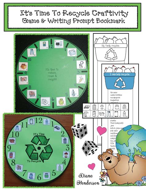 Earth Day Craft It's Time To Recycle Craft, Game & Writing Prompt Bookmark