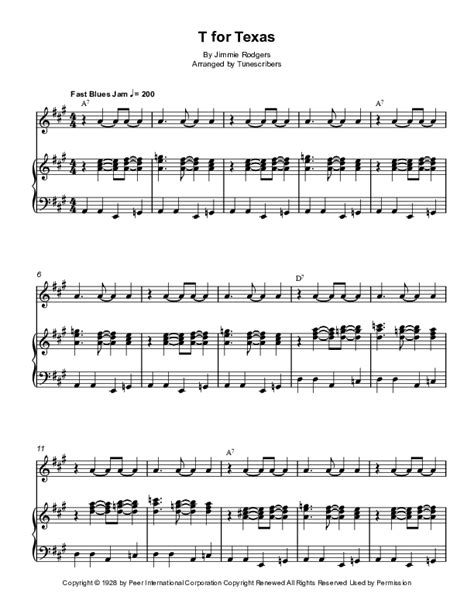 T for Texas (arr. Tunescribers) by David Gray Sheet Music for Guitar ...