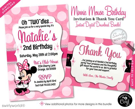 Minnie Mouse Birthday Party Invitations