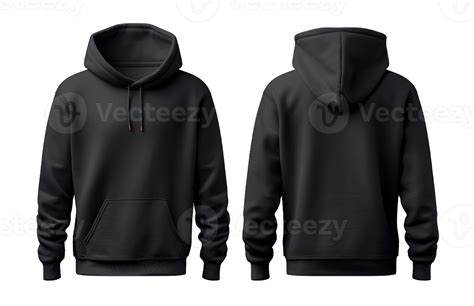 Black hoodie front and back side mockup Template isolated on ...