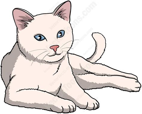 White Cat With Blue Eyes Lying Down And Looking Ahead | Cat drawings | Pinterest | Cats, Cat ...