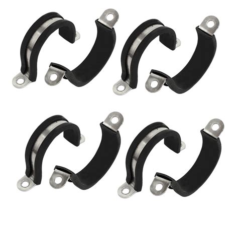 32mm Dia Rubber Lined U Shaped 304 Stainless Steel Pipe Clip Hose Clamp ...