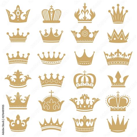 Gold crown silhouette. Royal crowns, coronation king and luxury queen ...