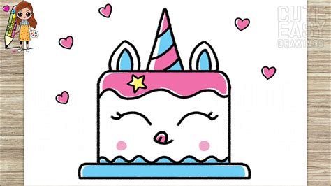 How to Draw a Simple Cute Unicorn Cake, Easy Draw and Color Step by ...