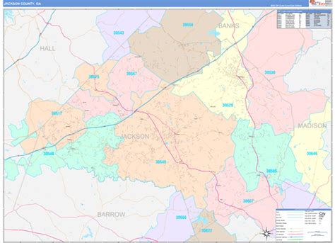 Jackson County, GA Wall Map Color Cast Style by MarketMAPS - MapSales