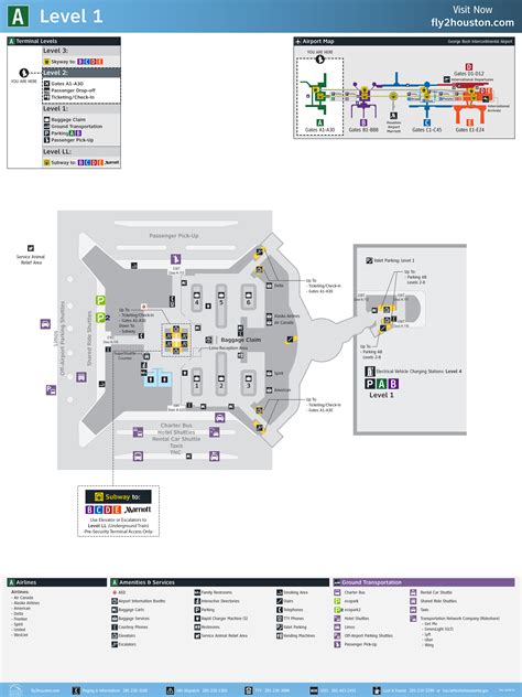 George Bush Intercontinental Airport Map (IAH) - Printable Terminal ...