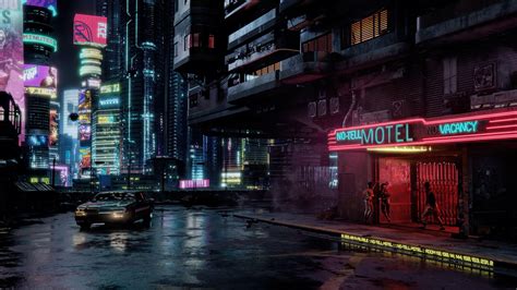 Hình nền thành phố đêm cyberpunk - Top Những Hình Ảnh Đẹp