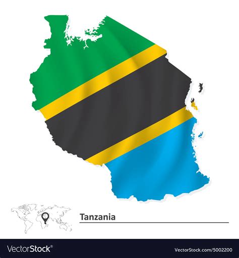 Map of tanzania with flag Royalty Free Vector Image