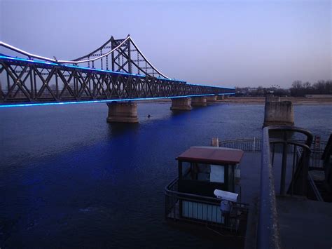 Dandong China - walking the broken bridge to North Korea border