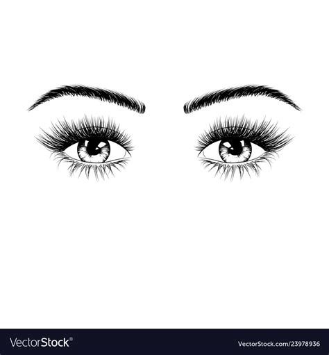 Hand drawn female eyes silhouette Royalty Free Vector Image