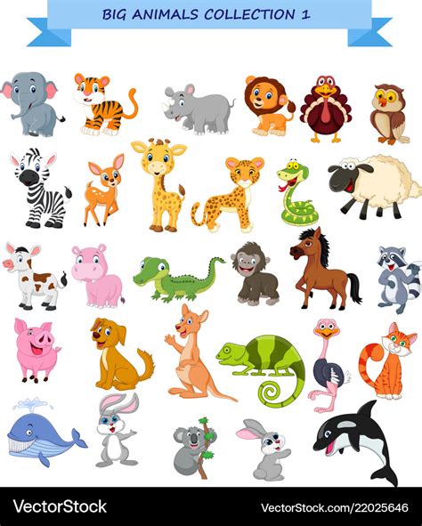 Big animals collection set Royalty Free Vector Image