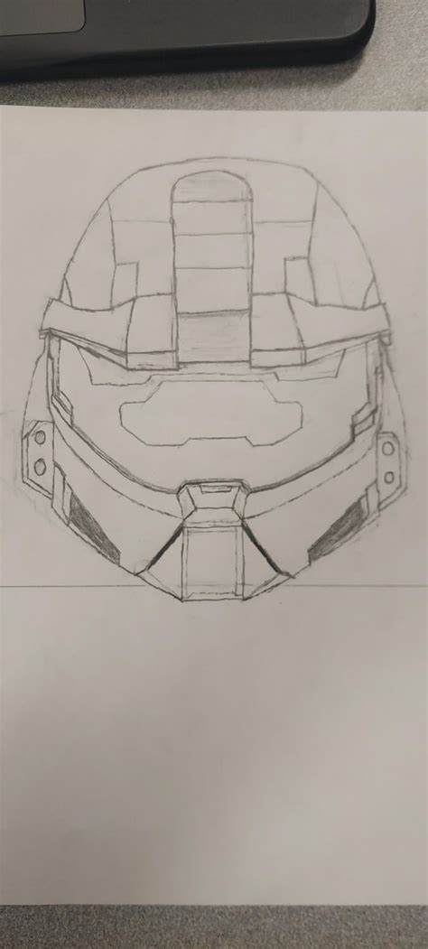 Drawing Master Chief. Helmet is complete😁 : r/haloinfinite