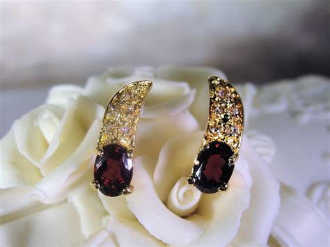 Reserved for Deb: Garnet Earrings, Garnet Pierced Earrings, Garnet CZ ...