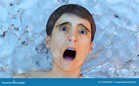 Fear Panic Drowning Problems Water Splash Scream 3D Illustration Stock Illustration ...