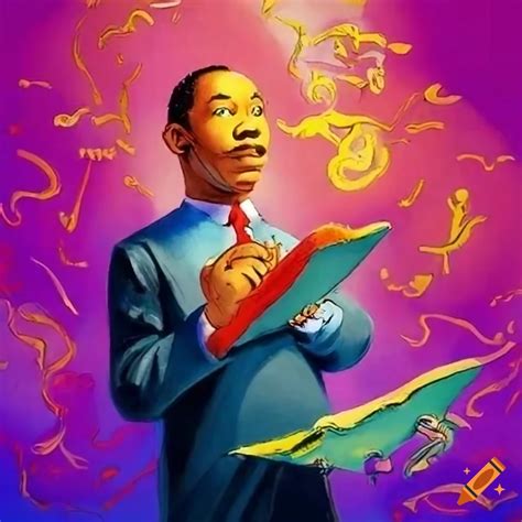 Colorful illustration of martin luther king giving a speech on Craiyon