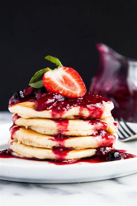 Buttermilk Pancakes with Triple Berry Sauce - Breakfast For Dinner