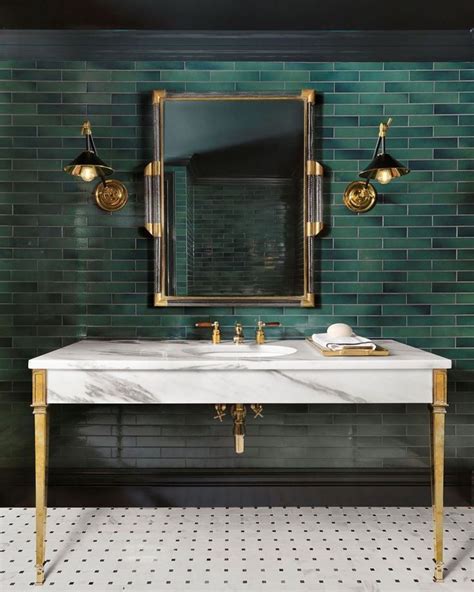 Emerald Green And Gold Bathroom - WERFBAT