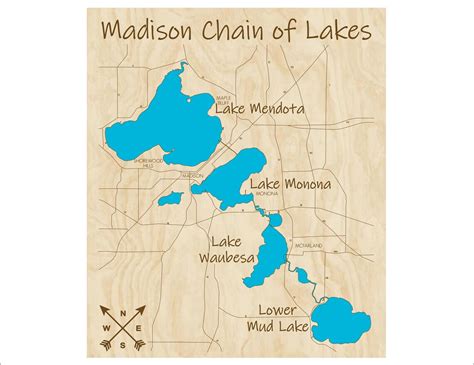 Madison Chain of Lakes WI Wood Map Multi-layered and Large | Etsy