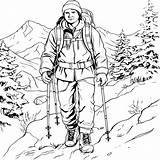 Premium Vector  Coloring Page Depicting Winter hiking sketch template