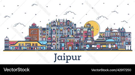 Outline jaipur india city skyline with colored Vector Image